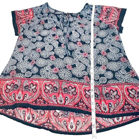 Christopher & Banks Navy Red Medallion Print Boho Top Blouse Women's L Large - Picture 8 of 8